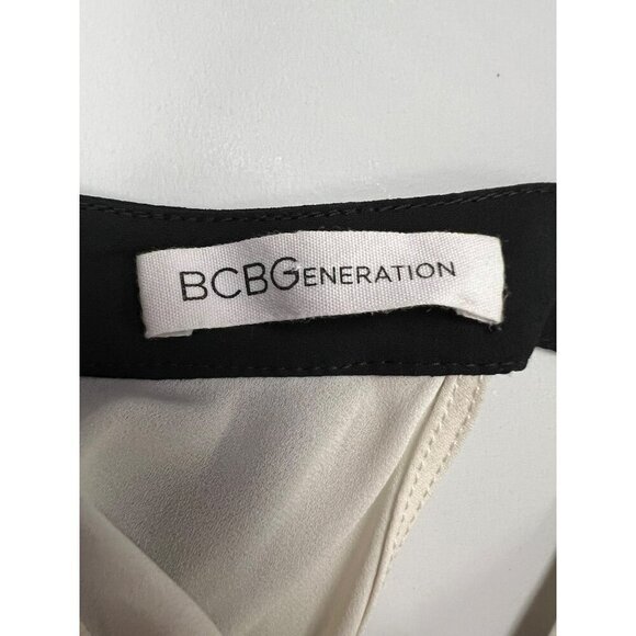 BCBGeneration Sleeveless Halter Bow Back Top Cream/Black Womens Size Small - Picture 10 of 10